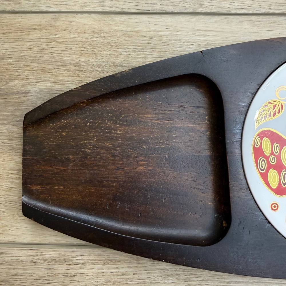 Fred Press Wood Serving Tray Cheese Board Apple Pear Retro Mid Century MCM - Picture 5 of 11